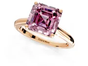 Solitaire Engagement Ring Setting for Fancy Pink Asscher Cut Center with Narrow Cathedral Band and Prong Head in Rose Gold