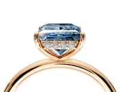 Solitaire Engagement Ring Setting for Fancy Blue Princess Cut Center with Plain Band, Open Basket and Prong Head in Rose Gold