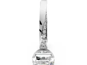 Side Accent Engagement Ring Setting for Asscher Cut Center with Accent Shoulders and Prong Head in Sterling Silver
