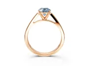 Solitaire Engagement Ring Setting for Fancy Blue Oval Center with Tapered Split Shoulders and Prong Head in Rose Gold