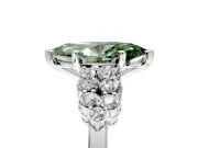 Cluster Engagement Ring Setting for Fancy Green Marquise Center with 2-Row Shoulder Clusters and Prong Head in Sterling Silver