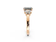 Solitaire Engagement Ring Setting for Emerald Cut Center with Marquise Flower Shoulders and Prong Head in Rose Gold