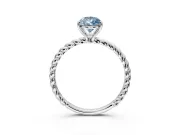 Solitaire Engagement Ring Setting for Fancy Blue Pear-Shaped Center with Plain Twisted Rope Band and Prong Head in White Gold
