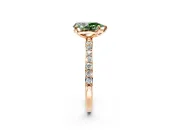 Solitaire Engagement Ring Setting for Fancy Green Pear-Shaped Center with Pave Accents and Prong Head in Rose Gold