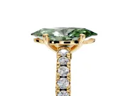 Solitaire Engagement Ring Setting for Fancy Green Marquise Center with Single Row Accent Band and Prong Head in Yellow Gold