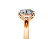 Solitaire Engagement Ring Setting for Round Cut Center with Thin Rounded Plain Band and Prong Head in Rose Gold