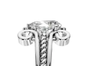 Solitaire Engagement Ring Setting for Pear-Shaped Center with Twisted Band and Scroll Prong Head in White Gold