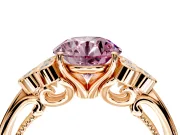 Cluster Engagement Ring Setting for Fancy Pink Round Cut Center with Bezel Accent Clusters and Prong Head in Rose Gold