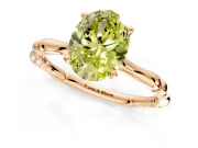 Solitaire Engagement Ring Setting for Fancy Yellow Oval Center with Bamboo Band and Prong Head in Rose Gold