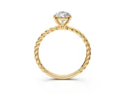Solitaire Engagement Ring Setting for Pear-Shaped Center with Plain Twisted Rope Band and Prong Head in Yellow Gold
