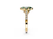 Solitaire Engagement Ring Setting for Fancy Green Marquise Center with Crossover Accents and Prong Head in Yellow Gold