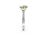Solitaire Engagement Ring Setting for Fancy Yellow Oval Center with Round Cut Pave Band and Prong Head in Platinum