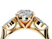 Floral Cluster Engagement Ring Setting for Cushion Cut Center with Marquise Accents and Prong Head in Yellow Gold