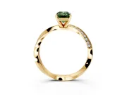 Side Accent Engagement Ring Setting for Fancy Green Emerald Cut Center with Accent Shoulders and Prong Head in Yellow Gold