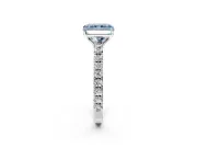 Solitaire Engagement Ring Setting for Fancy Blue Radiant Cut Center with Large Accent Band and Prong Head in Platinum