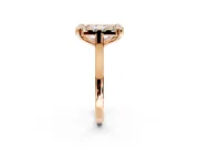 Single Halo Engagement Ring Setting for Fancy Pink Emerald Cut Center with Corner Claws, Plain Band and Prong Head in Rose Gold
