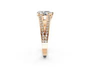 Split Shank Engagement Ring Setting for Pear-Shaped Center with Pave Split Shank and Prong Head in Rose Gold