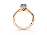 Solitaire Engagement Ring Setting for Fancy Blue Cushion Cut Center with Knife Ridge Band and Claw Prong Head in Rose Gold