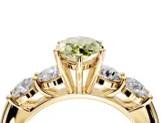 5 Stone Engagement Ring Setting for Fancy Yellow Marquise Center with Graduated Accents and Prong Head in Yellow Gold
