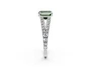 Solitaire Engagement Ring Setting for Fancy Green Asscher Cut Center with Pave Split Shank and Prong Head in Platinum