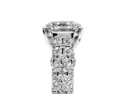 Solitaire Engagement Ring Setting for Asscher Cut Center with Pave Cathedral Shoulders and Prong Head in Platinum