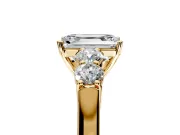 5 Stone Engagement Ring Setting for Emerald Cut Center with Equal Close-Set Accents and Prong Head in Yellow Gold