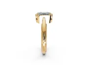 Halo Engagement Ring Setting for Emerald Cut Center with Tapered Plain Band and Prong Head in Yellow Gold
