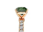 Open Basket Engagement Ring Setting for Fancy Green Cushion Cut Center with Pave Band and Prong Head in Rose Gold