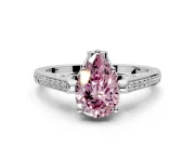 Cathedral Engagement Ring Setting for Fancy Pink Pear-Shaped Center with Antique-Style Pave Band and Prong Head in Platinum