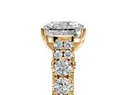 Solitaire Engagement Ring Setting for Radiant Cut Center with Pave Cathedral Shoulders and Prong Head in Yellow Gold
