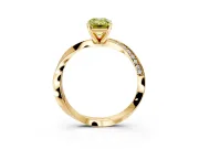 Side Accent Engagement Ring Setting for Fancy Yellow Emerald Cut Center with Accent Shoulders and Prong Head in Yellow Gold