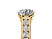 Solitaire Engagement Ring Setting for Round Cut Center with Cathedral Channel Band and Prong Head in Yellow Gold