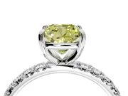 Solitaire Engagement Ring Setting for Fancy Yellow Cushion Cut Center with Shared-Prong Accents and Prong Head in Platinum