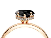 Hidden Halo Engagement Ring Setting for Fancy Black Heart-Shaped Center with Plain Band and Tall Prong Head in Rose Gold