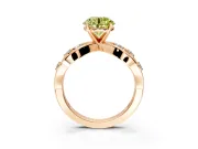 Solitaire Engagement Ring Setting for Fancy Yellow Round Cut Center with Criss-Cross Accent Band and Prong Head in Rose Gold