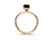 Hidden Halo Engagement Ring Setting for Fancy Black Radiant Cut Center with Thin Rounded Band and Prong Head in Rose Gold