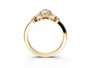 Solitaire Engagement Ring Setting for Pear-Shaped Center with Marquise Flower Shoulders and Prong Head in Yellow Gold