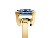 Solitaire Engagement Ring Setting for Fancy Blue Asscher Cut Center with Plain Band and Flat Tab Prong Head in Yellow Gold