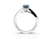 Solitaire Engagement Ring Setting for Fancy Blue Emerald Cut Center with Princess Cut Channel Band and Prong Head in Sterling Silver