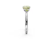 Solitaire Engagement Ring Setting for Fancy Yellow Princess Cut Center with Engraved Milgrain Band and Prong Head in Sterling Silver