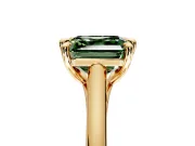 Solitaire Engagement Ring Setting for Fancy Green Asscher Cut Center with Cathedral Band and Prong Head in Yellow Gold