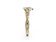Solitaire Engagement Ring Setting for Pear-Shaped Center with Twisted Pave Split Shank and Prong Head in Yellow Gold