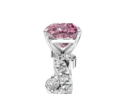 Solitaire Engagement Ring Setting for Fancy Pink Cushion Cut Center with Bar-Station Pave Twist and Prong Head in Sterling Silver