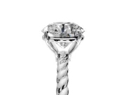 Solitaire Engagement Ring Setting for Round Cut Center with Plain Twisted Rope Band and Prong Head in Sterling Silver