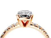 Solitaire Engagement Ring Setting for Emerald Cut Center with Large Accents and Prong Head in Rose Gold