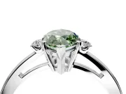 3 Stone Engagement Ring Setting for Fancy Green Marquise Center with Low-Set Round Cut Accents and Prong Head in Sterling Silver