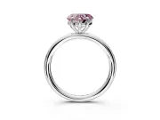 Low-Set Solitaire Engagement Ring Setting for Fancy Pink Heart-Shaped Center with Thin Plain Band and Prong Head in Platinum
