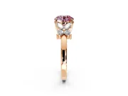 Floral Engagement Ring Setting for Fancy Pink Round Cut Center with Marquise Cluster Shoulders and Prong Head in Rose Gold