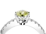 Solitaire Engagement Ring Setting for Fancy Yellow Pear-Shaped Center with Single Row Accent Band and Prong Head in Platinum
