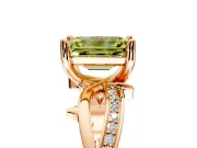Solitaire Engagement Ring Setting for Fancy Yellow Emerald Cut Center with Pave and Plain Crossover Band and Prong Head in Rose Gold